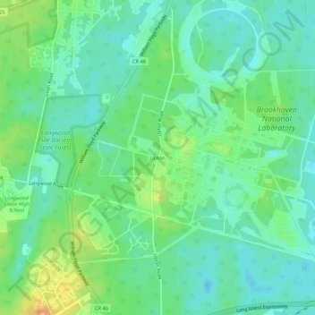 Mappa topografica Upton, altitudine, rilievo