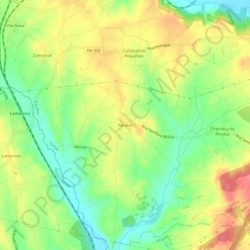 Mappa topografica Peralva, altitudine, rilievo
