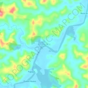 Mappa topografica Anchayacu, altitudine, rilievo