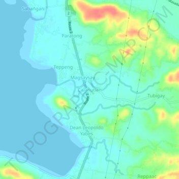 Mappa topografica Calanutian, altitudine, rilievo