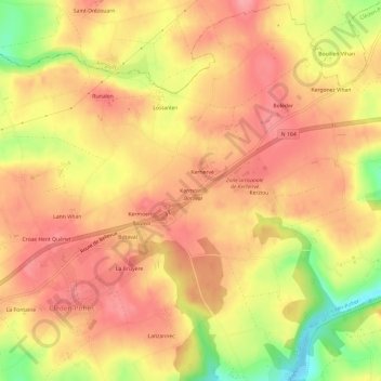 Mappa topografica Kermoin, altitudine, rilievo