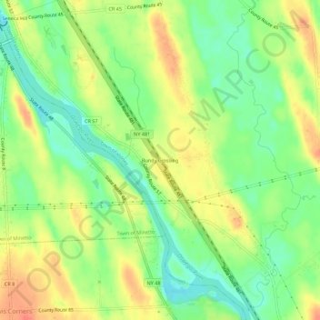 Mappa topografica Bundy Crossing, altitudine, rilievo