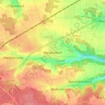 Mappa topografica Weiterndorf, altitudine, rilievo