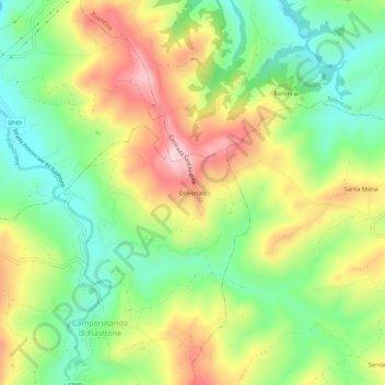 Mappa topografica Colvenale, altitudine, rilievo