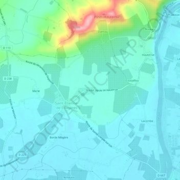 Mappa topografica Pradel, altitudine, rilievo