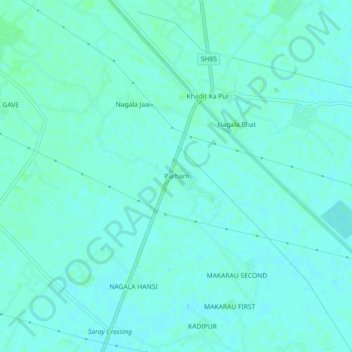 Mappa topografica Parham, altitudine, rilievo
