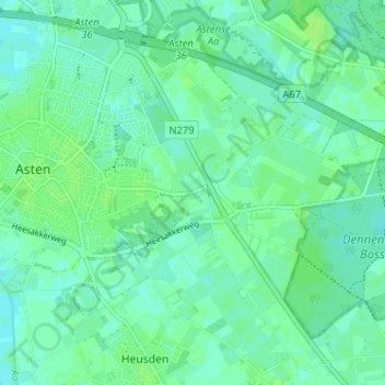 Mappa topografica Voordeldonk, altitudine, rilievo