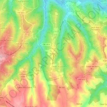 Mappa topografica Gracieira, altitudine, rilievo