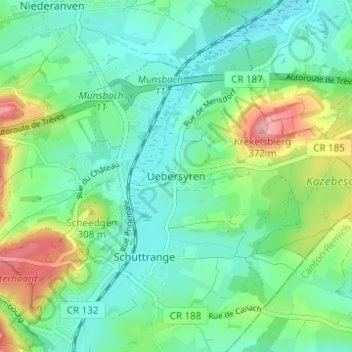 Mappa topografica Uebersyren, altitudine, rilievo