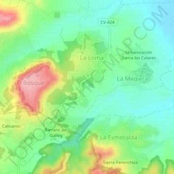 Mappa topografica La Mediera, altitudine, rilievo