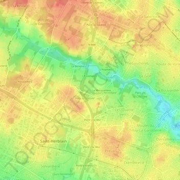 Mappa topografica La Botardière, altitudine, rilievo