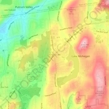Mappa topografica Mohegan Lake, altitudine, rilievo