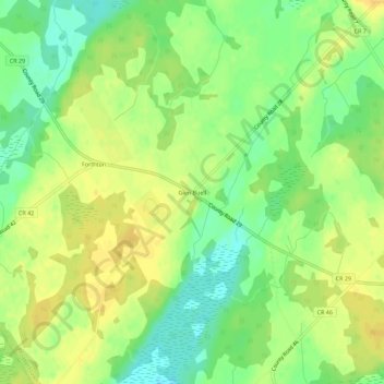 Mappa topografica Glen Buell, altitudine, rilievo