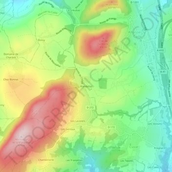 Mappa topografica Mandallaz, altitudine, rilievo
