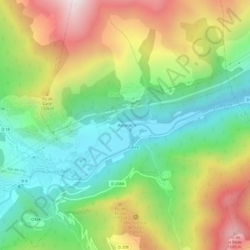 Mappa topografica Arconac, altitudine, rilievo