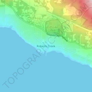Mappa topografica Roberts Creek, altitudine, rilievo