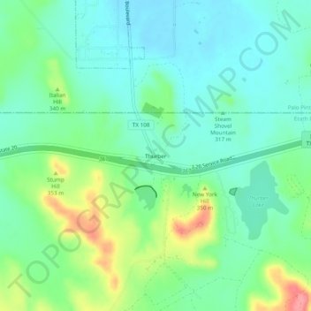 Mappa topografica Thurber, altitudine, rilievo