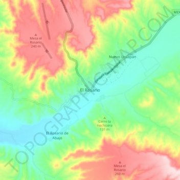 Mappa topografica El Rosario, altitudine, rilievo