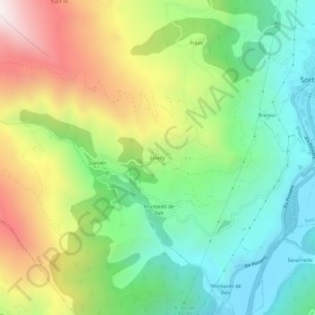 Mappa topografica Enviny, altitudine, rilievo