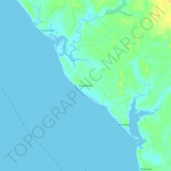 Mappa topografica Clay Bank, altitudine, rilievo