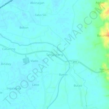 Mappa topografica Talospatang, altitudine, rilievo