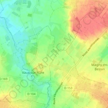 Mappa topografica Aunay, altitudine, rilievo