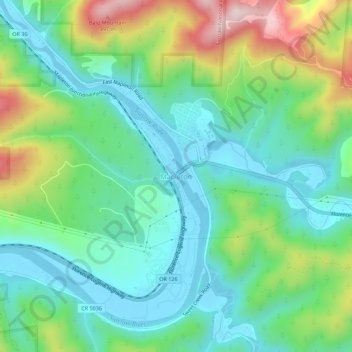 Mappa topografica Mapleton, altitudine, rilievo