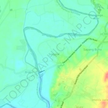 Mappa topografica Singalat, altitudine, rilievo