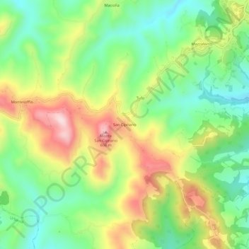 Mappa topografica San Cipriano, altitudine, rilievo
