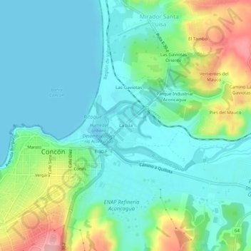 Mappa topografica La Isla, altitudine, rilievo