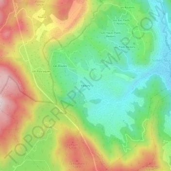 Mappa topografica Valaury, altitudine, rilievo