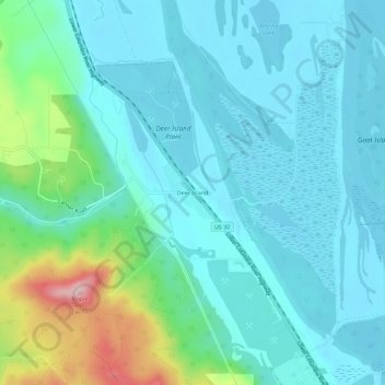 Mappa topografica Deer Island, altitudine, rilievo