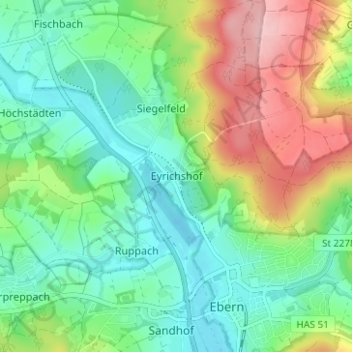 Mappa topografica Eyrichshof, altitudine, rilievo