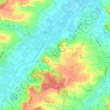 Mappa topografica Hettlingen, altitudine, rilievo