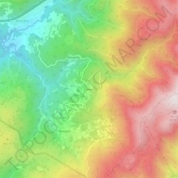 Mappa topografica Póvoa, altitudine, rilievo