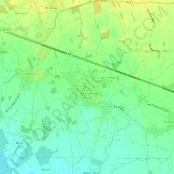 Mappa topografica Banda Crauì, altitudine, rilievo