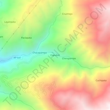 Mappa topografica Capulioc, altitudine, rilievo