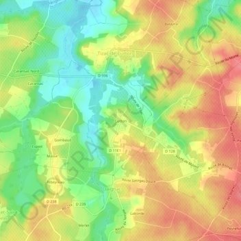 Mappa topografica Curton, altitudine, rilievo