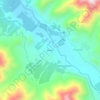 Mappa topografica Mialqui, altitudine, rilievo