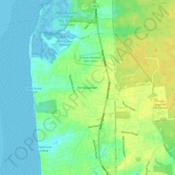 Mappa topografica North Eastham, altitudine, rilievo
