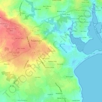 Mappa topografica Loc'Hilaire, altitudine, rilievo
