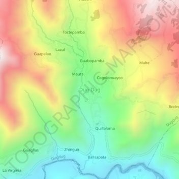 Mappa topografica Dug-Dug, altitudine, rilievo