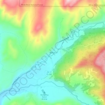 Mappa topografica Buford, altitudine, rilievo