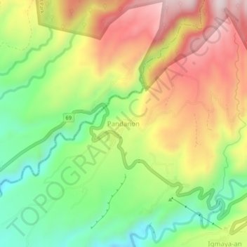 Mappa topografica Pandanon, altitudine, rilievo