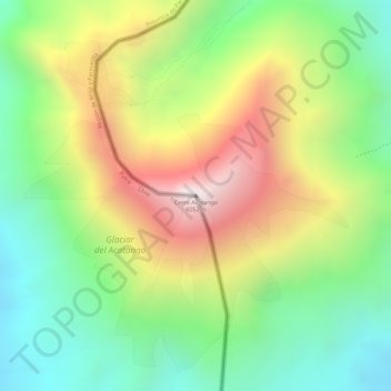Mappa topografica Cerro Acotango, altitudine, rilievo