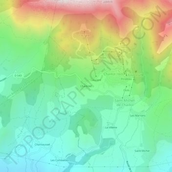 Mappa topografica Chaillolet, altitudine, rilievo