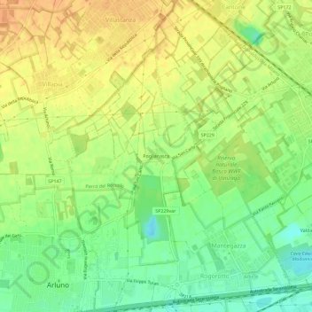 Mappa topografica Poglianasca, altitudine, rilievo