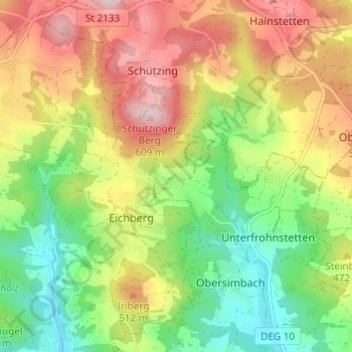 Mappa topografica Boxbach, altitudine, rilievo