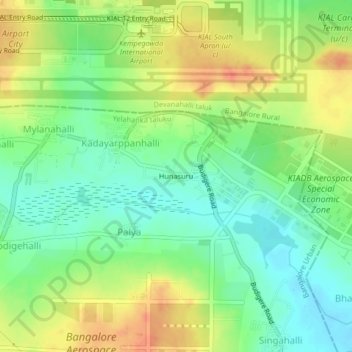 Mappa topografica Hunasuru, altitudine, rilievo