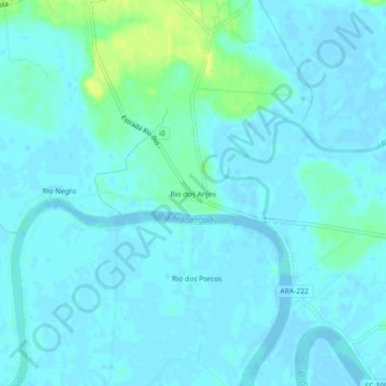 Mappa topografica Rio dos Anjos, altitudine, rilievo